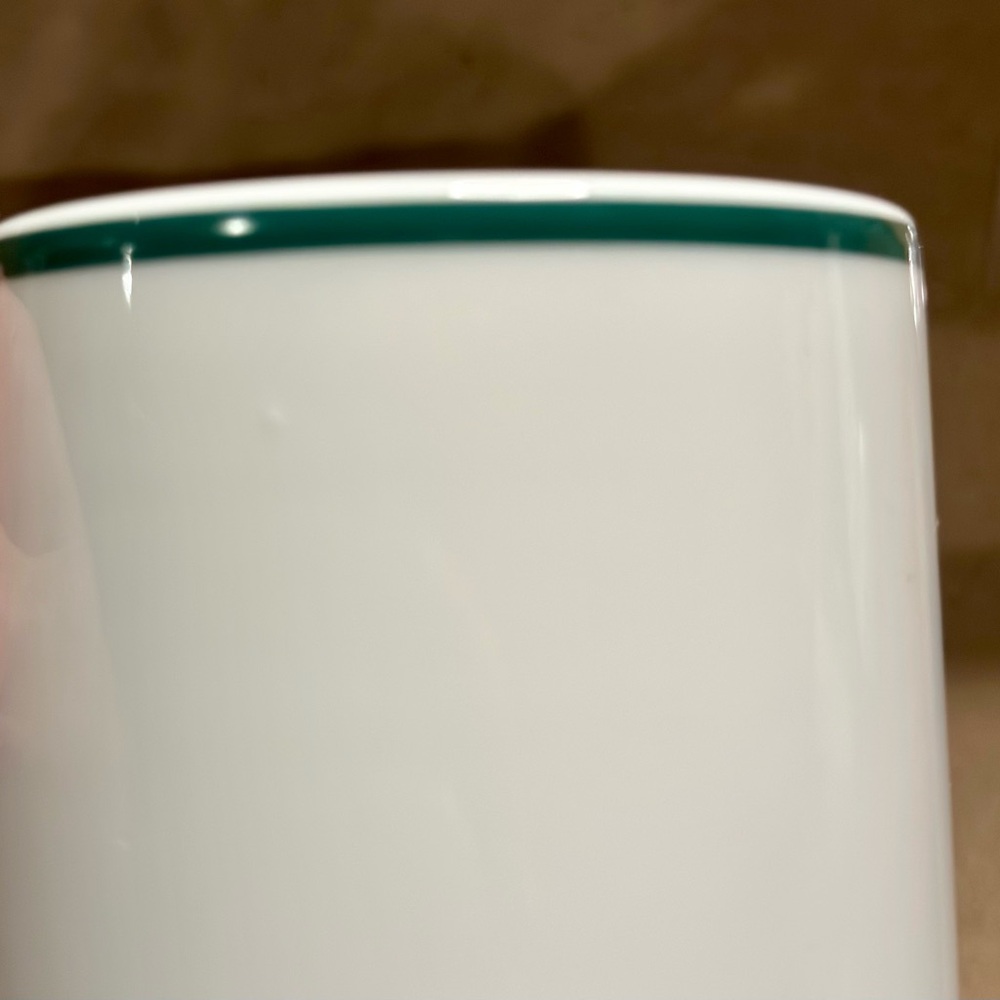 2 Dansk Christianshavn Green Stripe 12oz Porcelain Bistro Mugs - Picture 5 of 7